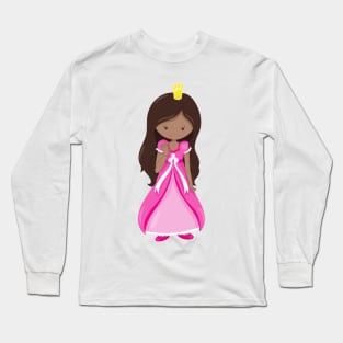 African American Princess, Queen, Gown, Pink Dress Long Sleeve T-Shirt